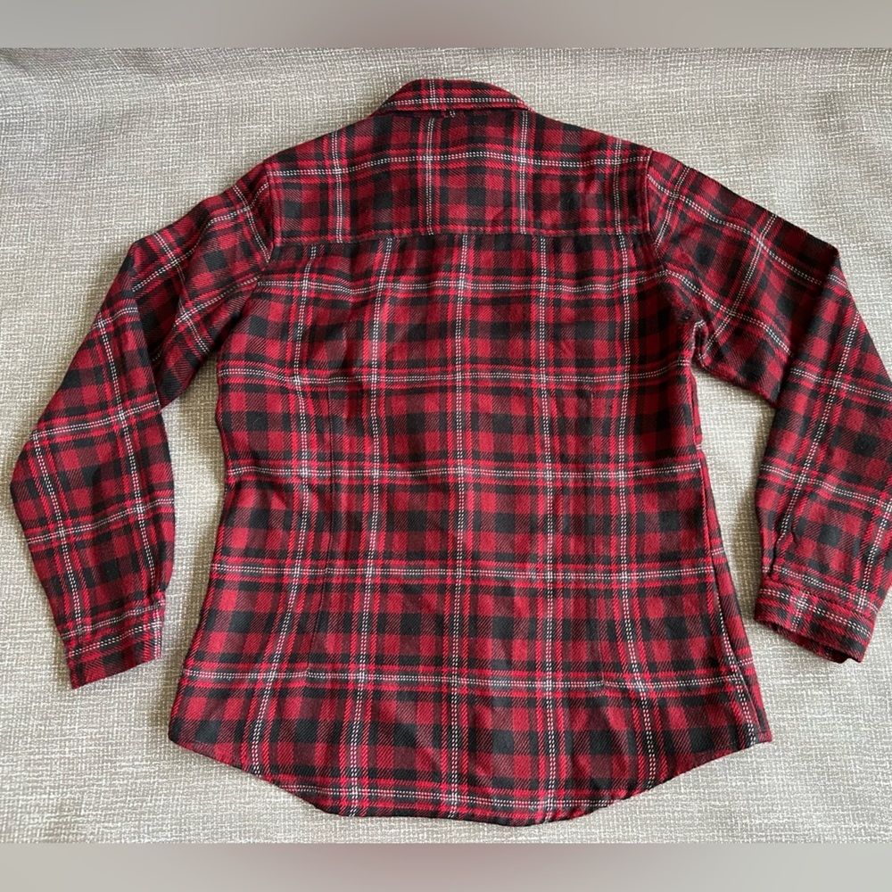 Woolrich Women’s Long sleeve Deep Ruby Plaid Soft Button Up Shirt size Small - Picture 2 of 12